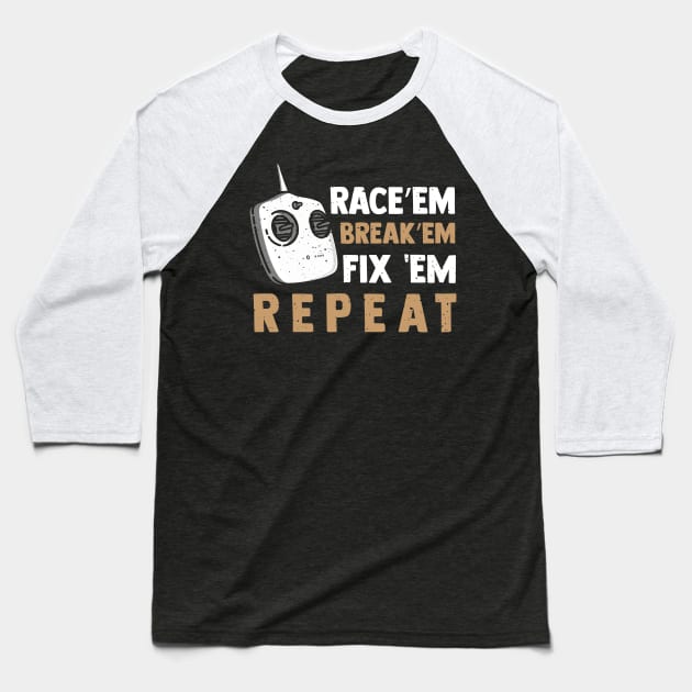 Race'em, Break'em, Fix'em, Repeat Baseball T-Shirt by EdifyEra